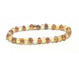 Amber Baltic cognac / gold bracelet elastic natural, nugget irregular approx. 5 mm / 16-17 cm, solidified sunlight