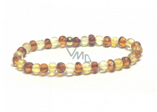 Amber Baltic cognac / gold bracelet elastic natural, nugget irregular approx. 5 mm / 16-17 cm, solidified sunlight
