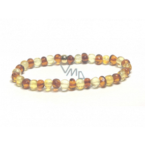 Amber Baltic cognac / gold bracelet elastic natural, nugget irregular approx. 5 mm / 16-17 cm, solidified sunlight