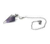 Amethyst purple pendulum natural stone 3,5 cm + chain with ball 18 cm, stone of kings and bishops