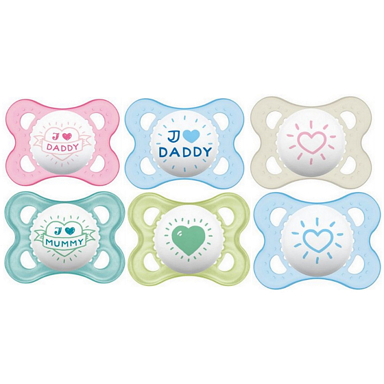 Mam Love & Affection silicone orthodontic pacifier 0-6 months different patterns and colours 1 piece