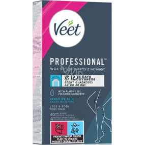 Veet Professional Leg and body wax strips for sensitive skin 40 pieces