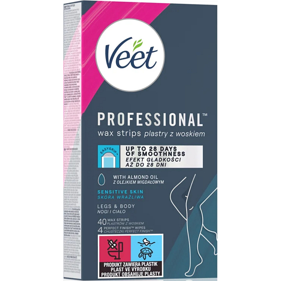 Veet Professional Leg and body wax strips for sensitive skin 40 pieces