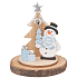 Wooden snowman with tree and presents 10 cm