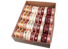 Ditipo Fabric Christmas ribbon with wire Bright with golden threads in the middle 3 m x 25 mm