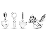 Charm Sterling silver 925 Heart locket opening, love bracelet pendant