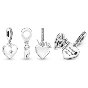 Charm Sterling silver 925 Heart locket opening, love bracelet pendant