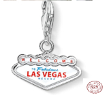 Charm Sterling silver 925 Las Vegas, lobster clasp pendant on travel bracelet