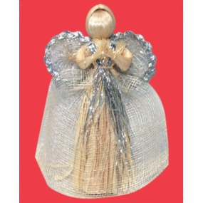Angel silver decor with wavy skirt 17 cm