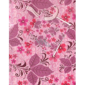 Nekupto Gift paper bag 14 x 11 x 6.5 cm Pink flowers, 1035 30 BS