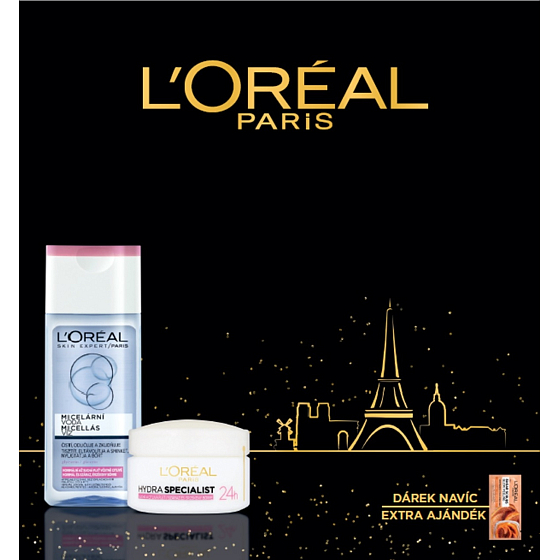 Loreal Paris Triple Active Hydra Specialist day cream 50 ml + micellar water 200 ml + Smooth Sugars Scrub glow peeling 4 ml, cosmetic set