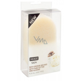 Nuagé Skin Shea Butter & Almond bath sponge containing shea butter and almonds for all skin types 11 x 7 cm