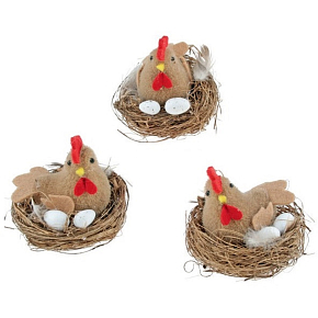 Brown hen in a nest 7 cm 1 piece