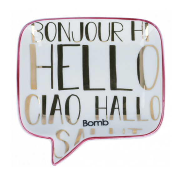 Bomb Cosmetics Hello, Ciao, Bonjour Soap Dish Ceramic Soap Dish 12.5 x 12.5 cm