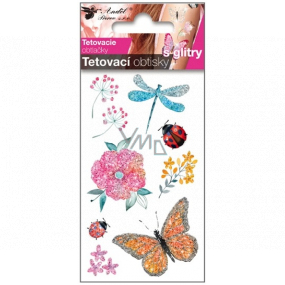 Colorful children's tattoo decals with glitter With a dragonfly 10.5 x 6 cm