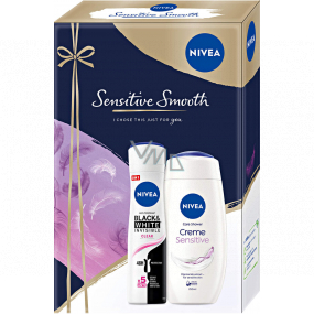 Nivea Sensitive Smooth Creme Sensitive shower gel 250 ml + Invisible Clear antiperspirant spray 150 ml, cosmetic set