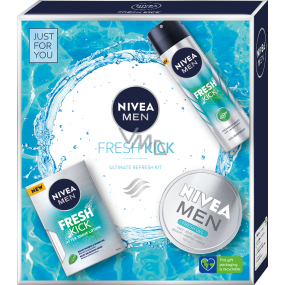 Nivea Men Fresh Kick aftershave 100 ml + Fresh Kick antiperspirant deodorant spray 150 ml + Fresh Gel cream for men 150 ml, cosmetic set for men