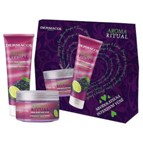 Dermacol Aroma Ritual Grapes and lime anti-stress shower gel 250 ml + Grapes and lime anti-stress body scrub 200 g, cosmetic set for women