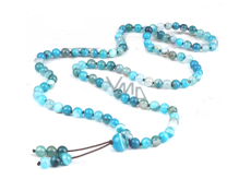 108 Mala Agate blue necklace, meditation jewelry, natural stone, elastic, bead 6 mm