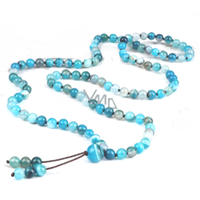 108 Mala Agate blue necklace, meditation jewelry, natural stone, elastic, bead 6 mm