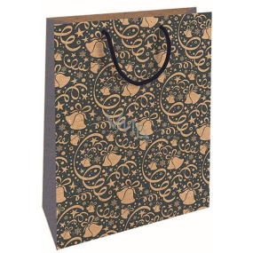 Nekupto Gift kraft bag 28 x 37 cm Christmas blue ribbons