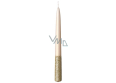 Emocio Candle cream with gold glitter conical 22 x 230 mm 1 piece