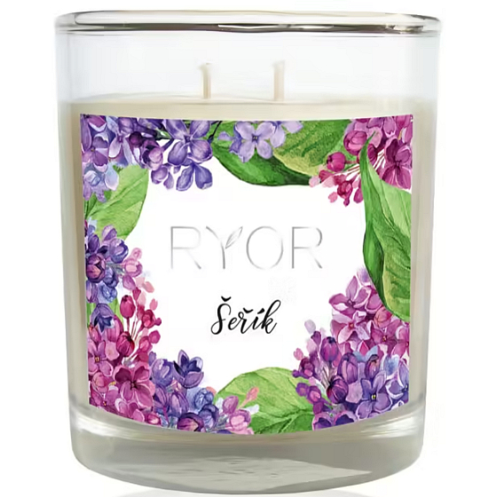 Ryor Lilac soy scented candle large with 2 wicks burns up to 40 hours 210 g