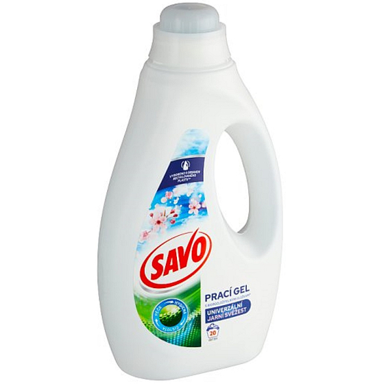 Savo Spring freshness washing gel with biodegradable ingredients for white and coloured laundry 20 doses 1 l