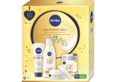 Nivea Q10 Power Vibes Q10 Anti-Age hand cream 100 ml + Q10 Power anti-wrinkle cleansing lotion 200 ml + Q10 Power anti-wrinkle day cream 50 ml, cosmetic set for women