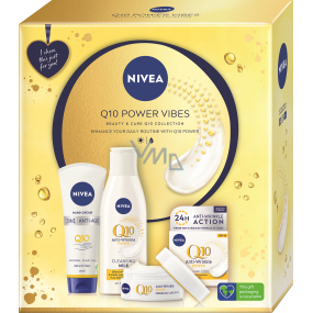 Nivea Q10 Power Vibes Q10 Anti-Age hand cream 100 ml + Q10 Power anti-wrinkle cleansing lotion 200 ml + Q10 Power anti-wrinkle day cream 50 ml, cosmetic set for women