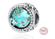 Charm Sterling silver 925 Transparent ocean bead on travel bracelet