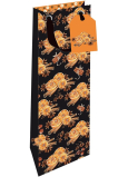 Nekupto Luxury paper gift bag for bottle 13 x 33 cm Christmas orange with cinnamon