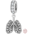 Charm Sterling silver 925 Anatomical biology - Lungs symbol of contact with the outside world, pendant for bracelet