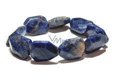 Sodalite bracelet elastic polished faceted natural stone approx. 2 cm / 16 - 17 cm, stone of communication