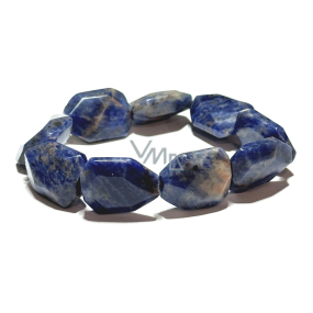 Sodalite bracelet elastic polished faceted natural stone approx. 2 cm / 16 - 17 cm, stone of communication
