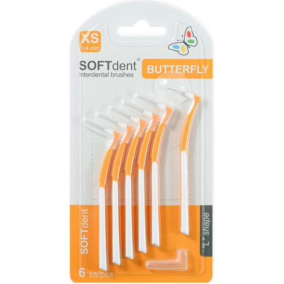 SOFTdent curved inter-dental brushes XS 0.4 mm, 6 pcs