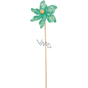 Pinwheel with transparent pattern turquoise 9 cm + skewers 1 piece