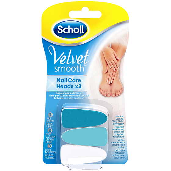 Scholl Velvet Smooth Blue spare head for electric nail file 3 pieces