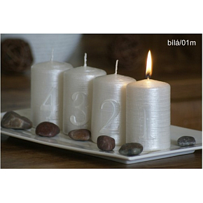 Lima Advent set with numbers candle white cylinder 60 x 90 mm 4 pieces