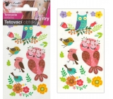 Colorful children's tattoo decals with glitter Owls 10.5 x 6 cm