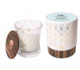 WoodWick Gray Tea & Musk - Gray tea and musk scented candle with wooden wide wick and glass middle Aura 275 g in gift box