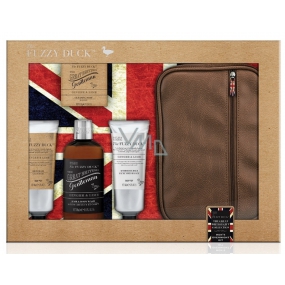 Baylis & Harding Men Ginger and Lime liquid body and hair soap 300 ml + soap 150 g + aftershave balm 130 ml + shower gel 130 ml + brown leatherette toiletry bag, cosmetic set for men