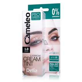 Delia Cosmetics Cameleo Progreen Cream Professional Eyebrow Color, Ammonia Free 1.0 Black - Black 15 ml