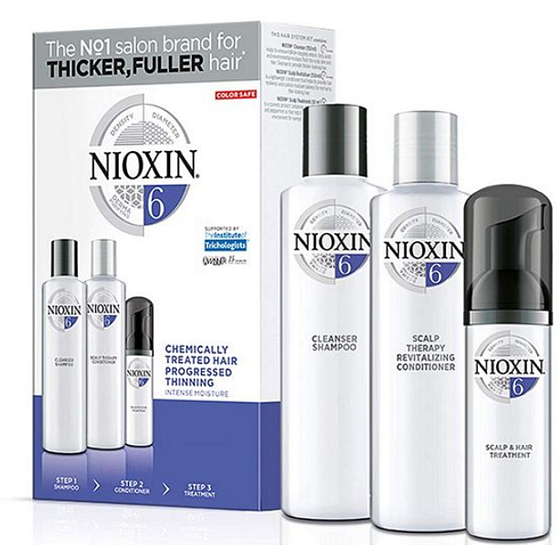 Nioxin System 6 3-phase system for significantly thinning natural and chemically treated medium to strong hair shampoo 300 ml + conditioner 300 ml + skin treatment 100 ml