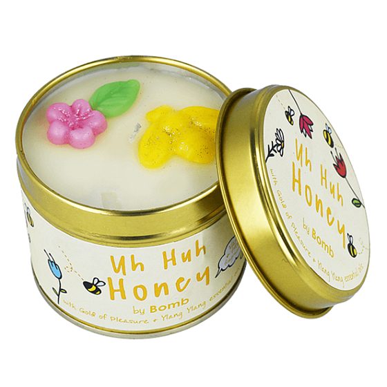 Bomb Cosmetics Med - Uh Huh Honey Scented Natural Handcrafted Candle in a Tin Burns up to 35 Hours