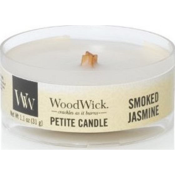 WoodWick Smoked Jasmine - Smoky jasmine scented candle with petite wooden wick 31 g