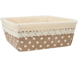 Fabric basket with lace and polka dots 12 x 12 x 5 cm