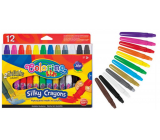 Colorino Silky 3in1 wax crayons with plastic handle 12 colors