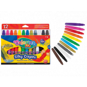 Colorino Silky 3in1 wax crayons with plastic handle 12 colors