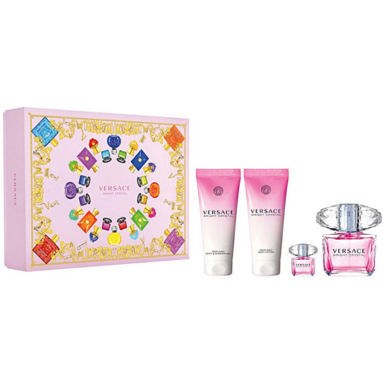 Versace Bright Crystal eau de toilette for women 90 ml + body lotion 100 ml + shower gel 100 ml + eau de toilette for women 5 ml, gift set for women